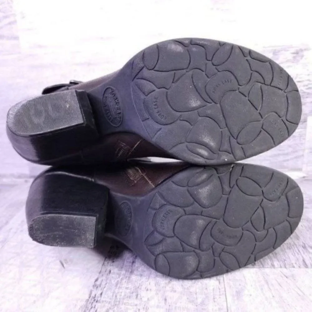 Kork Ease Anki Buckle Strap Leather Heeled Moto Boot Brown Black Women's sz 8 - Picture 7 of 9